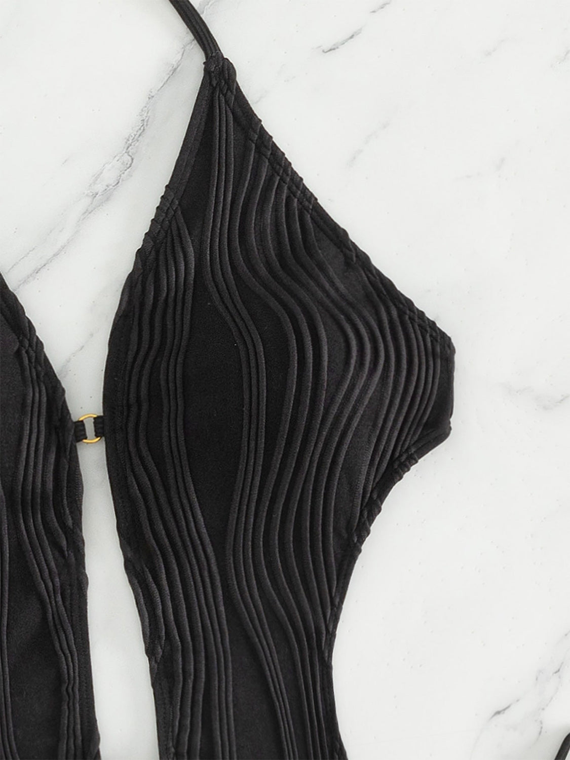 Ivyshape | Textured Cutout Tied One-Piece Swimwear