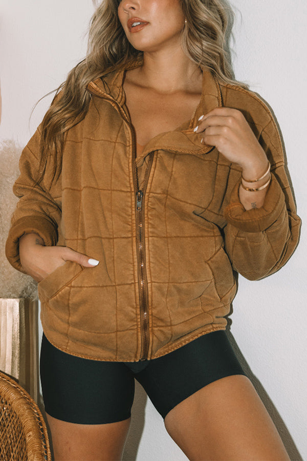 Ivyshape | Up Pocket Quilted Cropped Jacket