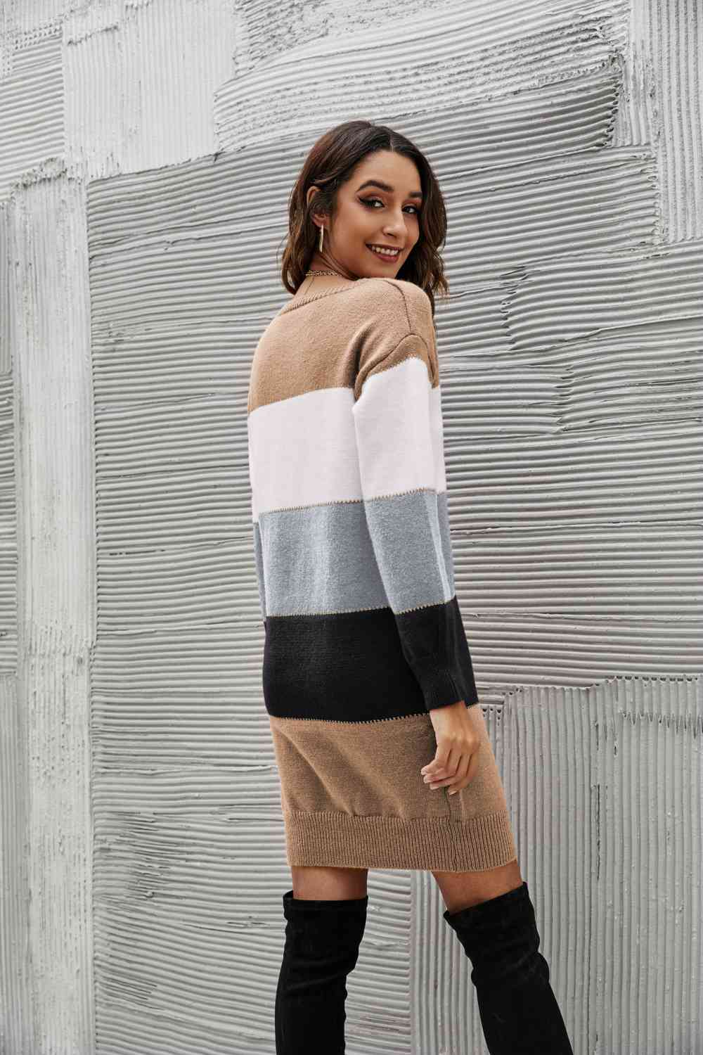 Woven Right Striped Sweater Dress