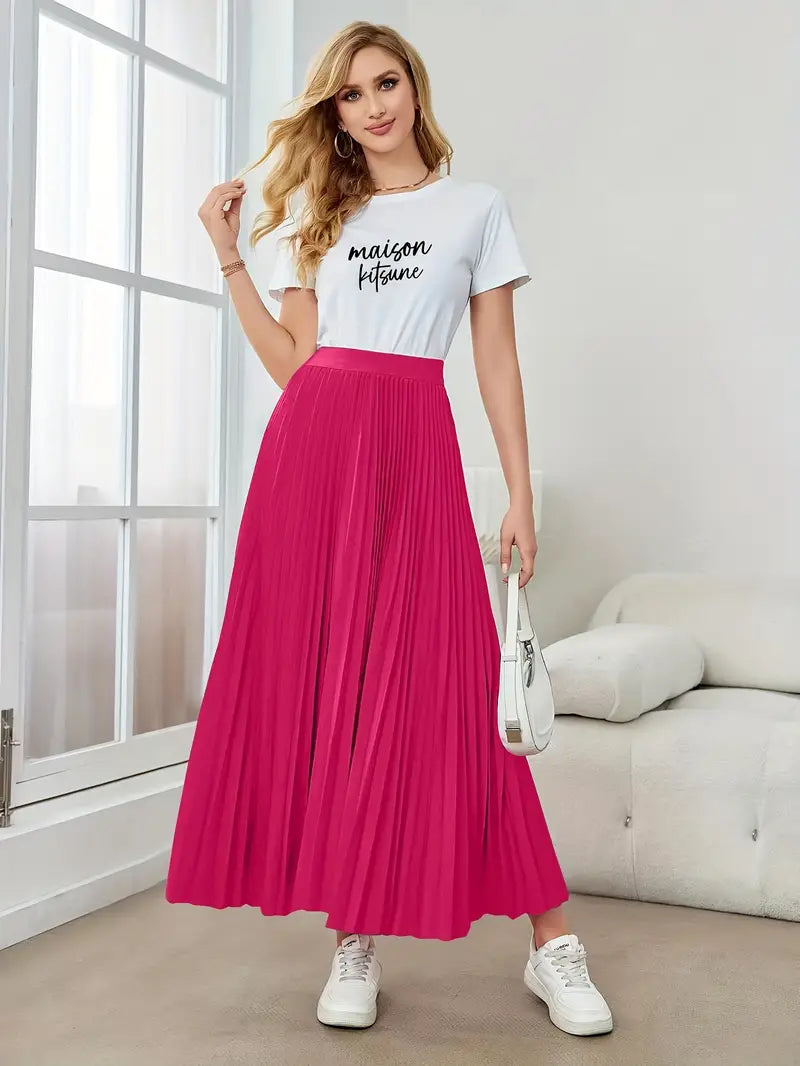 Ivyshape | Women's Stylish Pleated Skirt Long