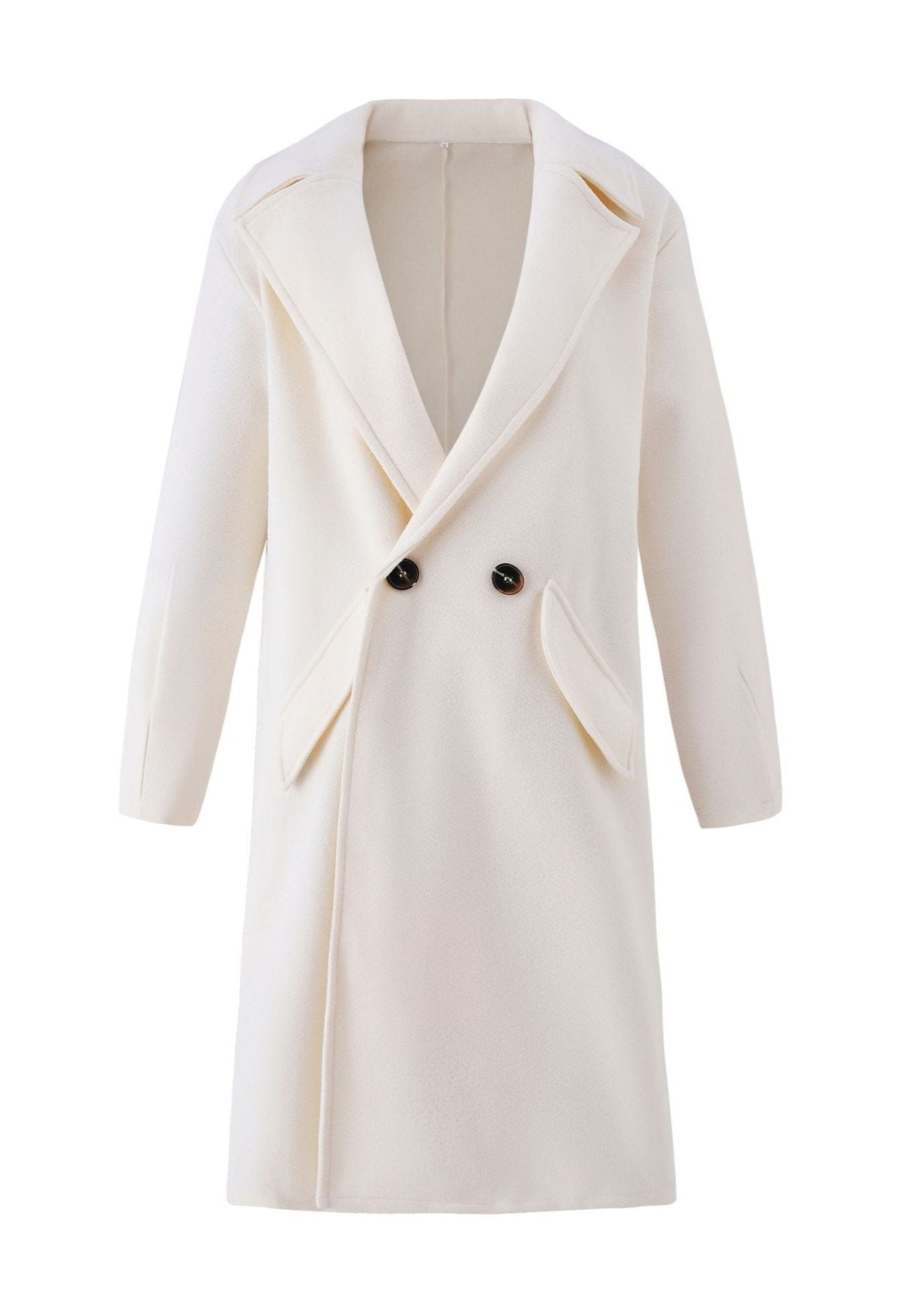 Ivyshape | Woolen Double-Breasted Coat Timeless Elegance for Every Occasion