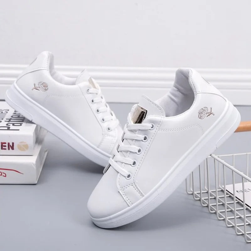 Fashionable White Embroidered Sneakers for Women