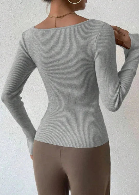 Ivyshape | Irregular Ribbed Sweater