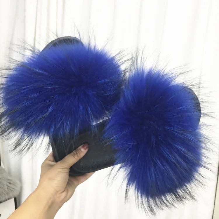 Fluffy Real Fur Slippers for Women