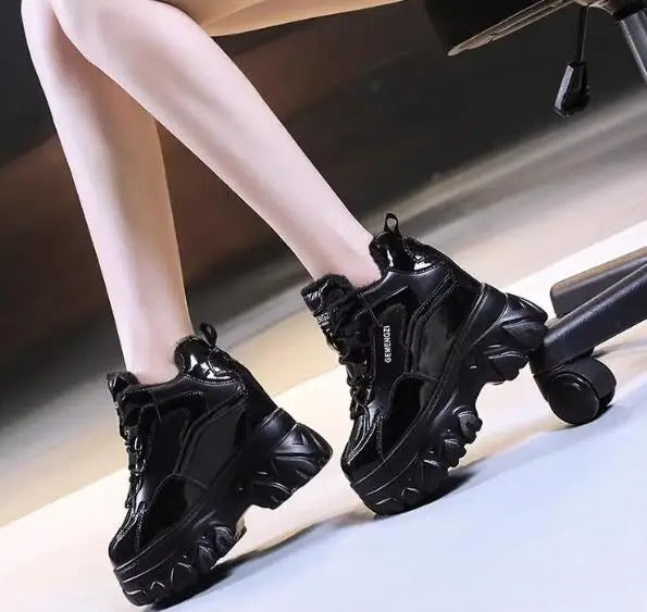 Chunky Lace-Up Platform Boots for Women