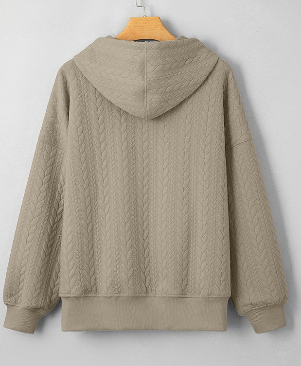 Ivyshape | Texture Solid Color Casual Hoodie Sweater Top