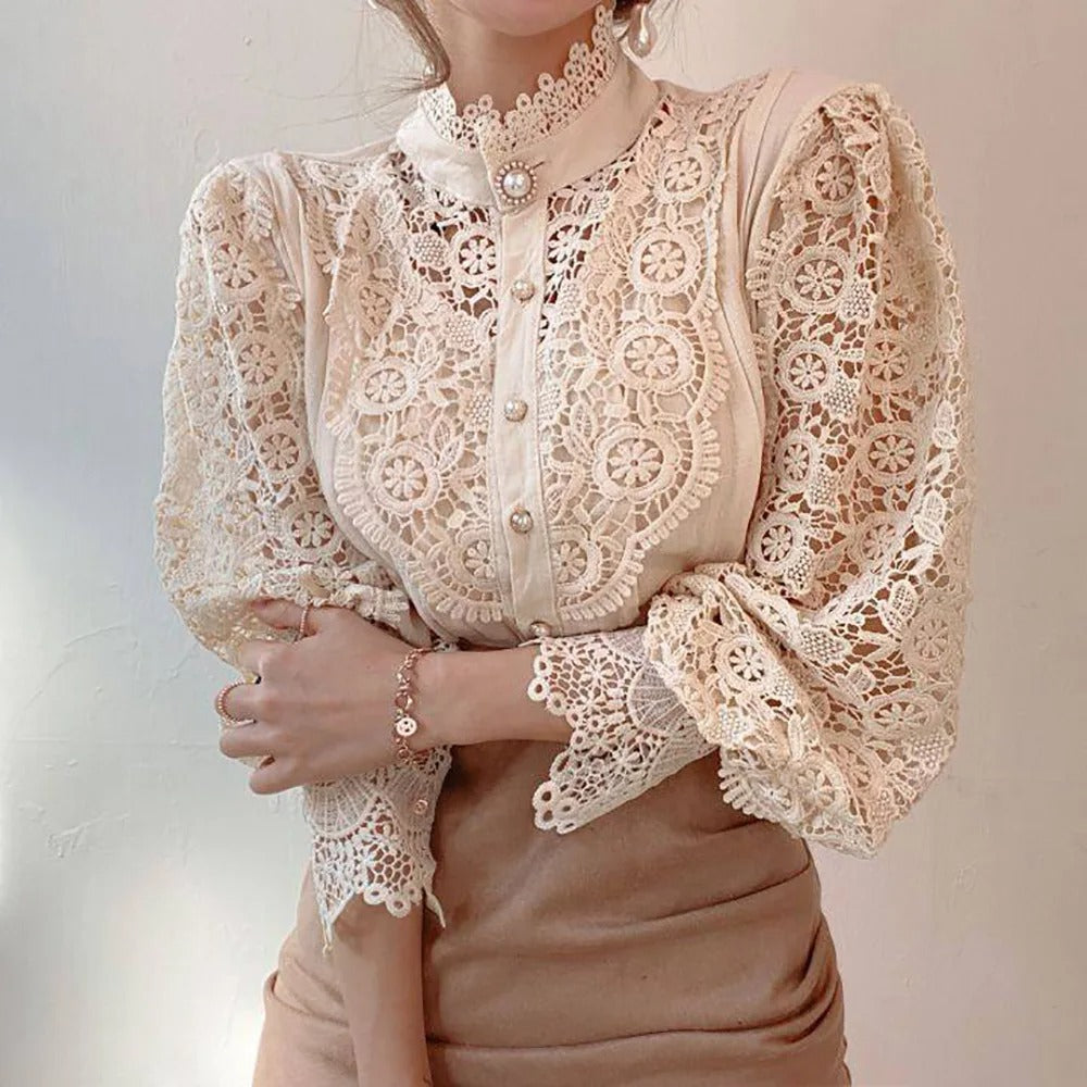 Sexy Long-Sleeve Lace Blouse for Women