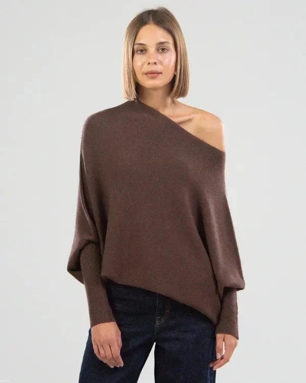 Ivyshape | Women's Asymmetric Draped Sweater