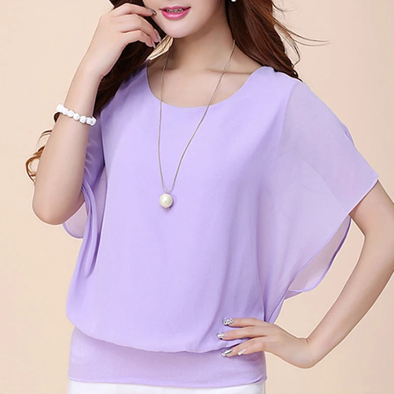 Lightweight Pleated Chiffon Blouse for Women