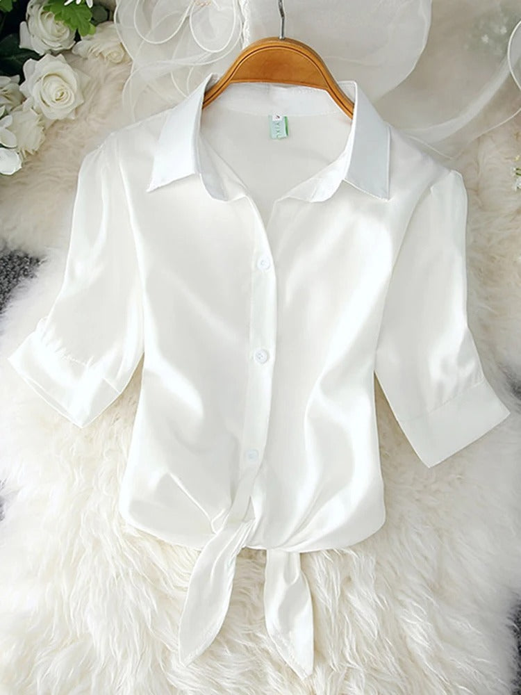 Elegant Short-Sleeve Chiffon Blouse for Women