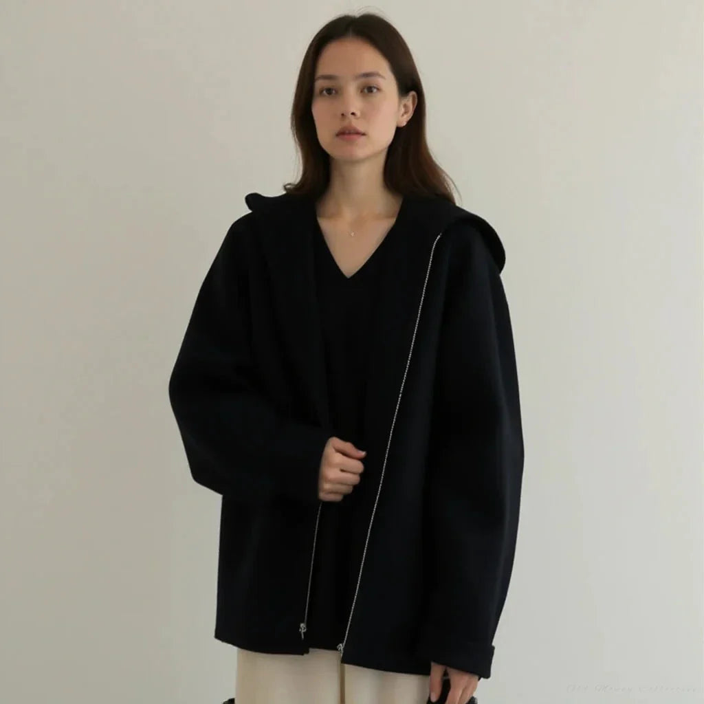 Ivyshape | Wool Coat with Zipper