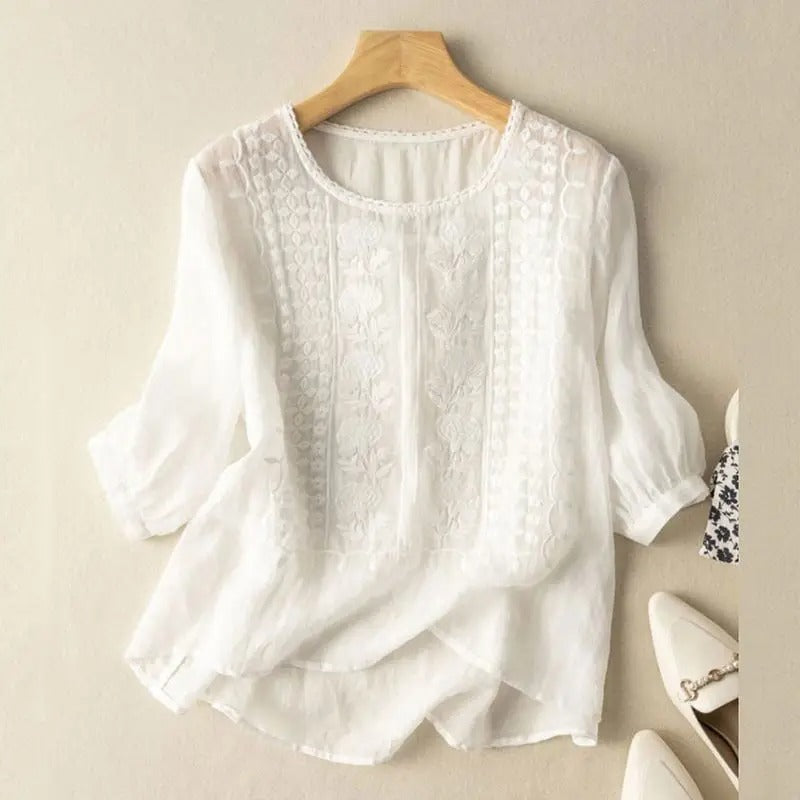 Chic Embroidered Blouse for Women