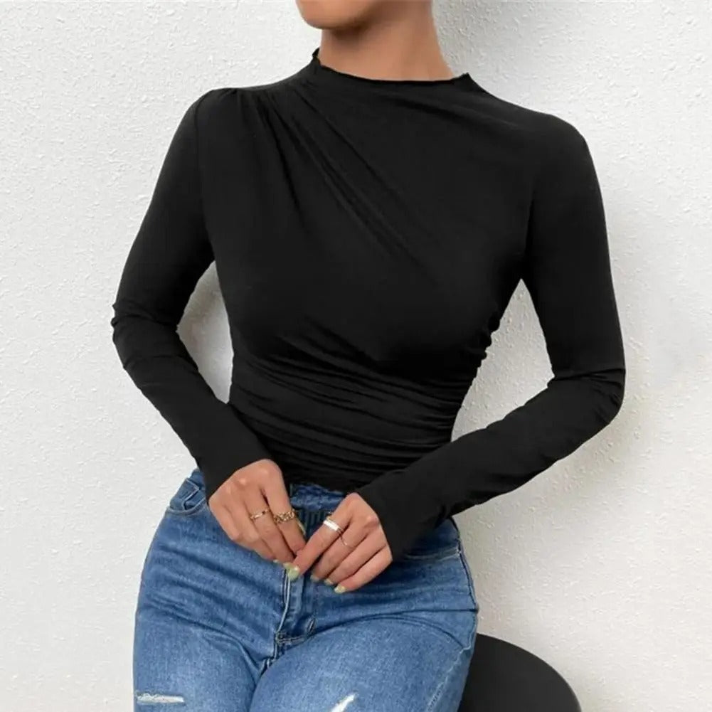 Sleek Long-Sleeve Slim Fit Pullover for Women