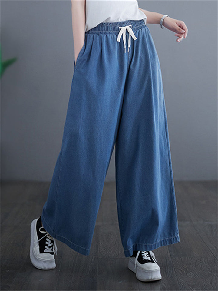 Simple Loose Spring Summer Blue Jeans for Ladies