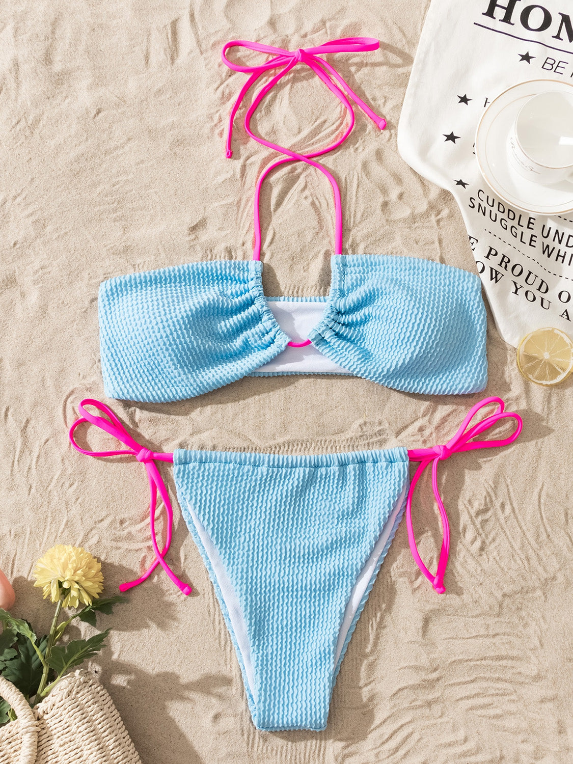 Ivyshape | Tied Contrast Two-Piece Bikini Set