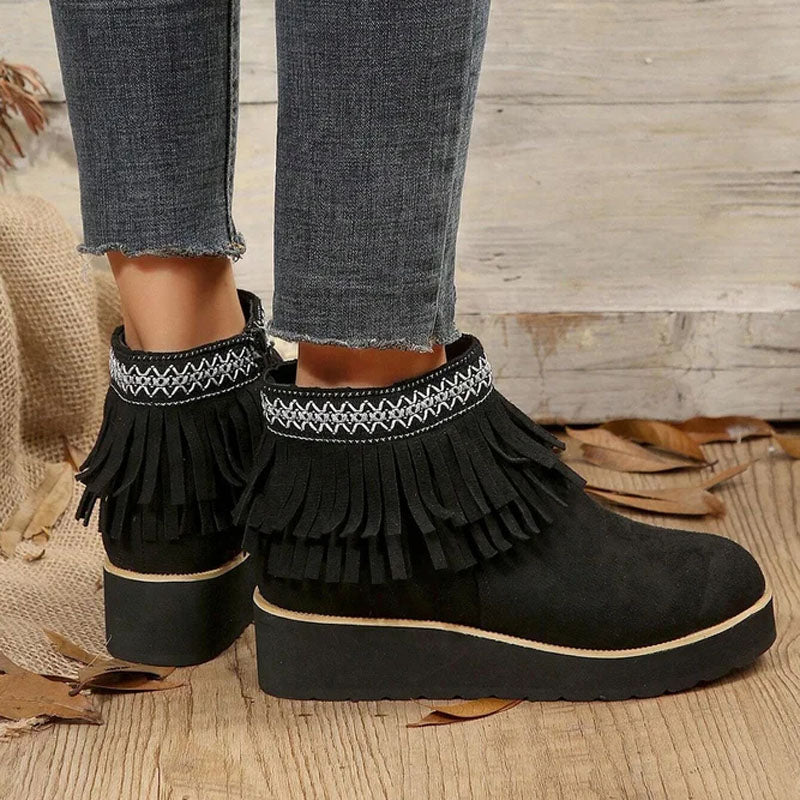 Ivyshape | Women's Tassel Ankle Boots Winter