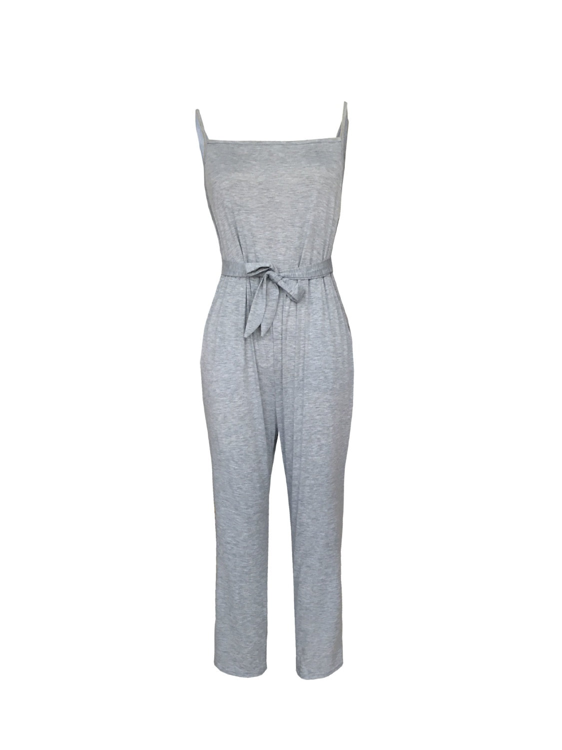 Ivyshape | Tied Spaghetti Strap Square Neck Jumpsuit