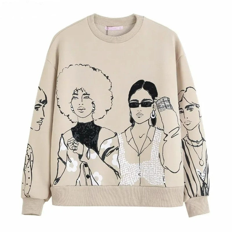 Ivyshape | Ladies Printed Sweatshirt Warm