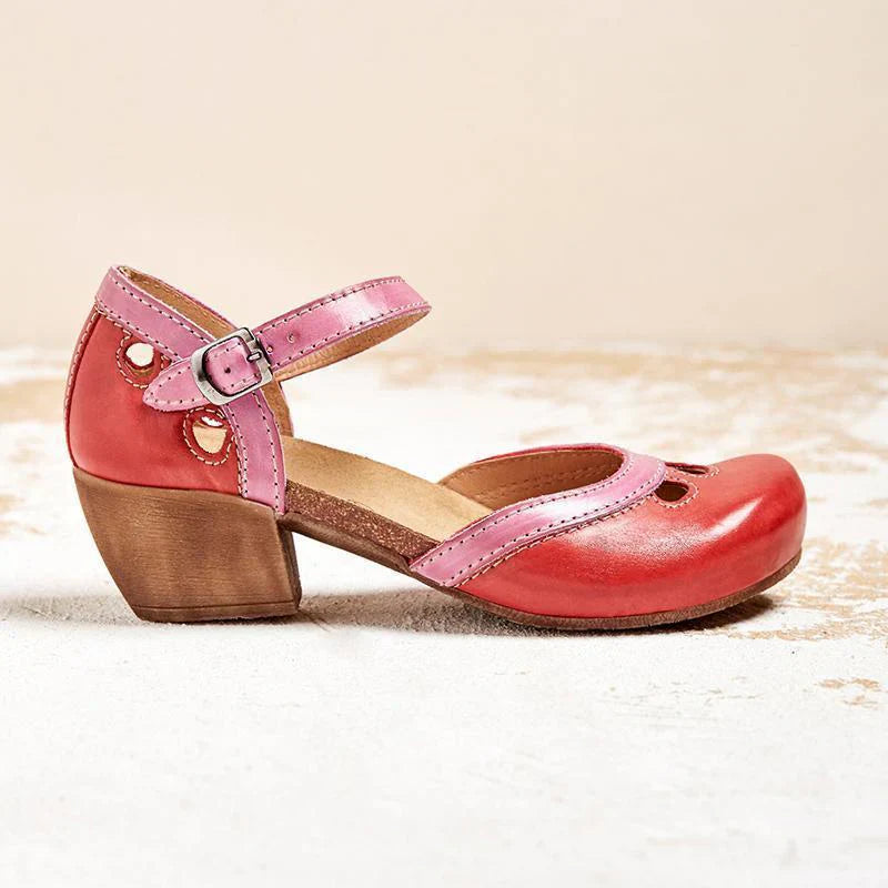 Ivyshape | Women's Wooden Heels Shoes Colorful