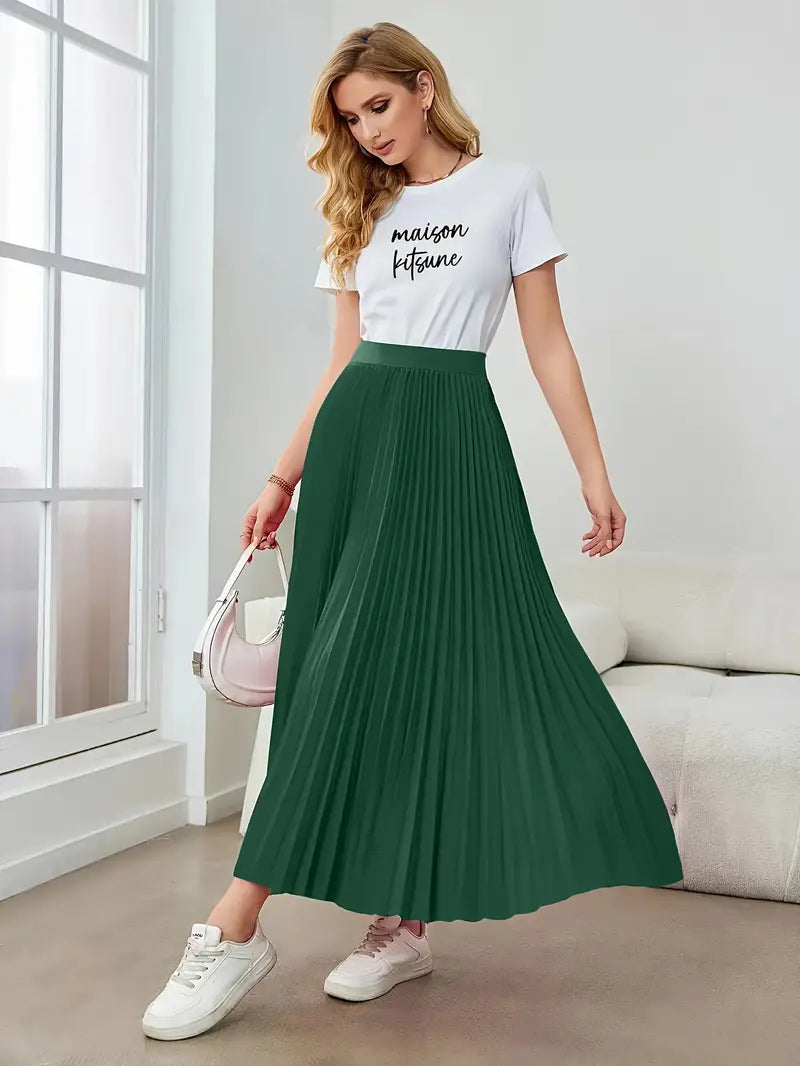 Ivyshape | Women's Stylish Pleated Skirt Long