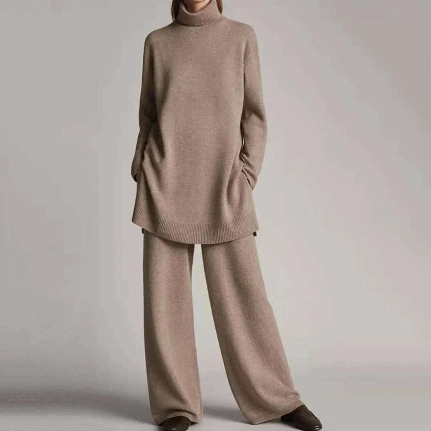 Ivyshape | Knitted Turtleneck Top and Pants