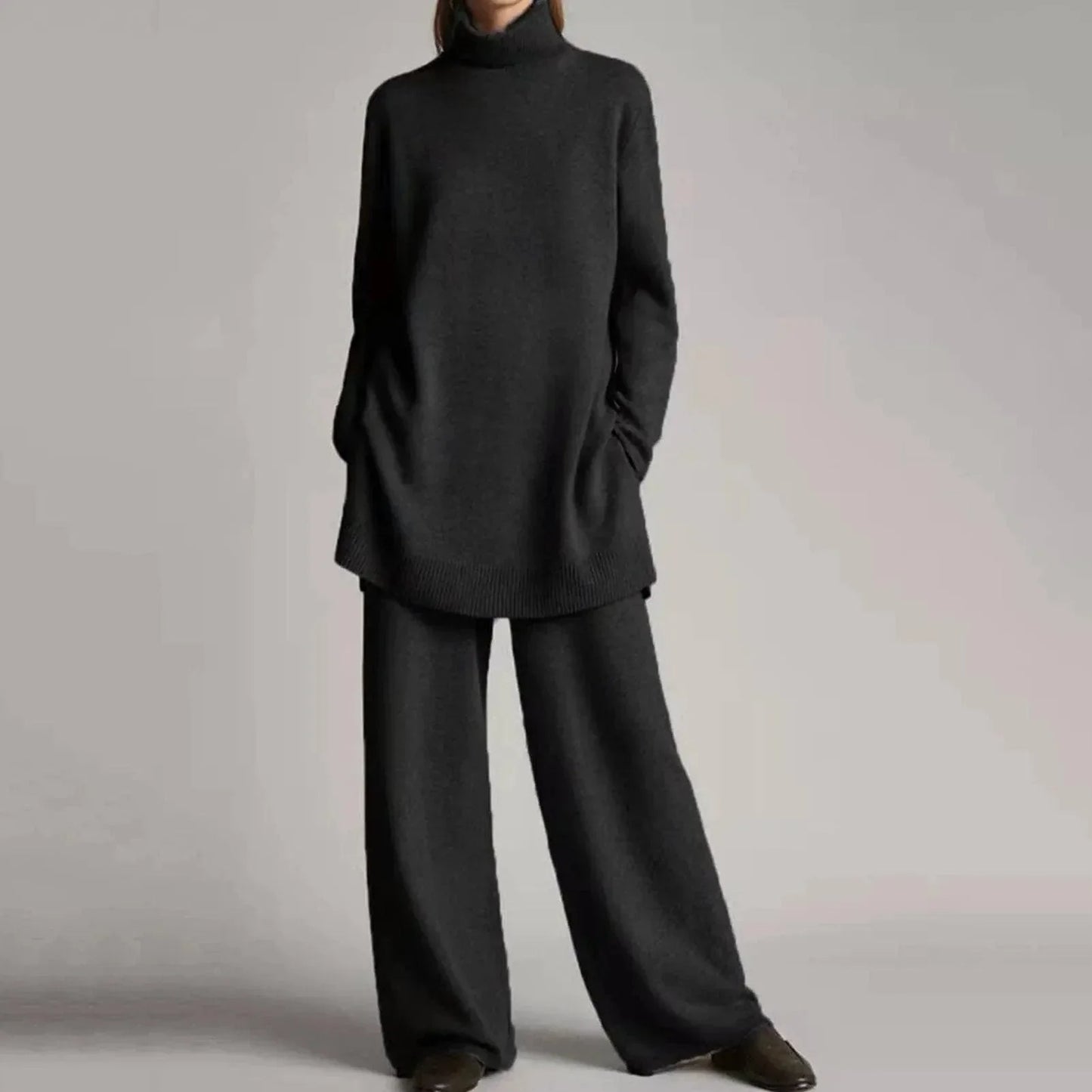 Ivyshape | Knitted Turtleneck Top and Pants