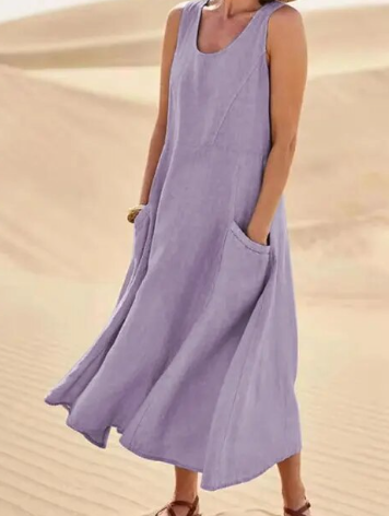 Summer Elegant Midi Pocket Dress | Ideal for Summer