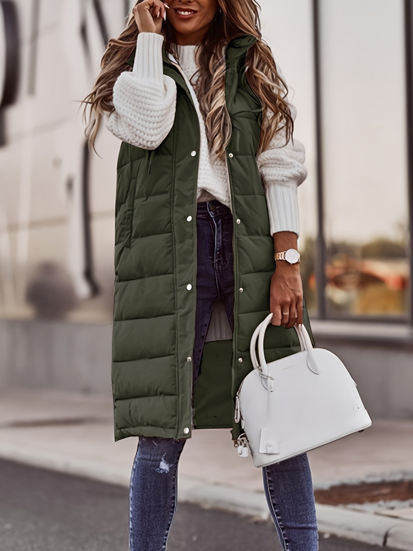 Ivyshape | Chic Long Hooded Vest