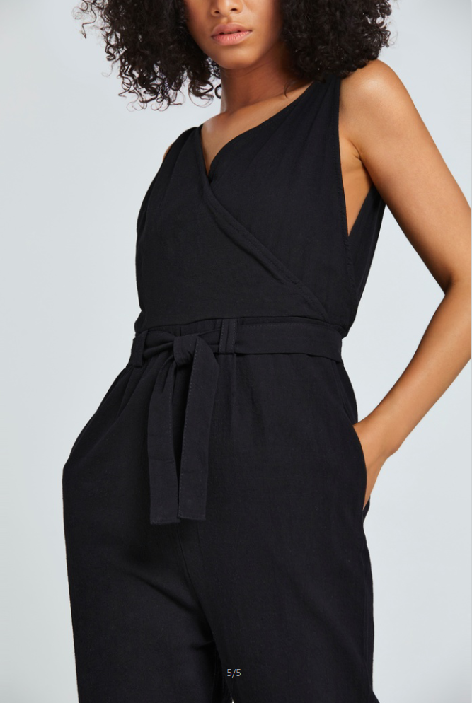 V-neck sleeveless cotton jumpsuit