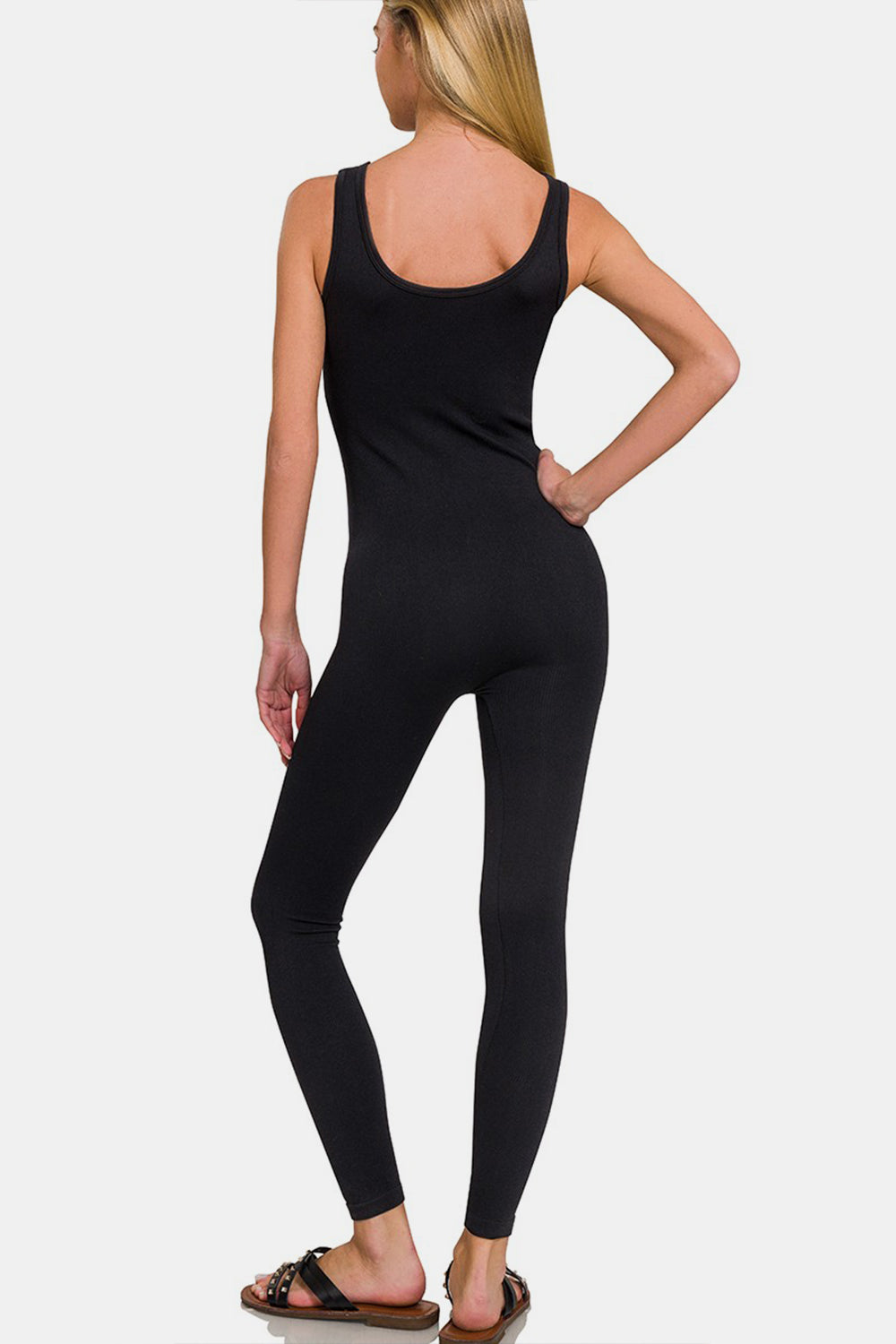 Ivyshape | Zenana Ribbed Bra Padded Sports Seamless Jumpsuit