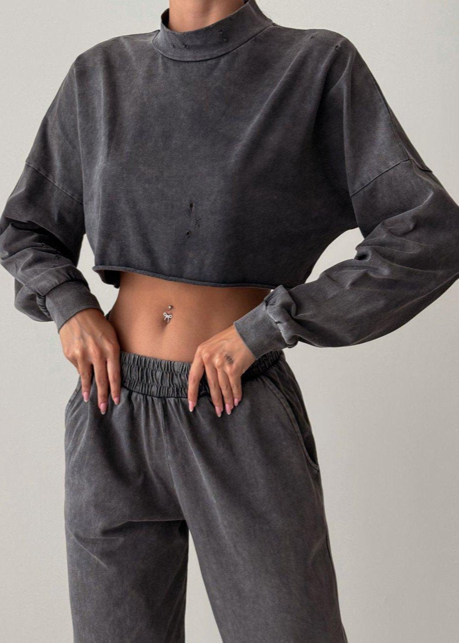 Ivyshape | Luxe Cropped Turtleneck Two-Piece Set