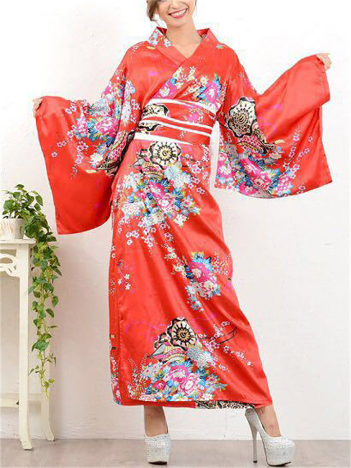 Vintage Cherry Blossom Wide Sleeve Kimono for Women