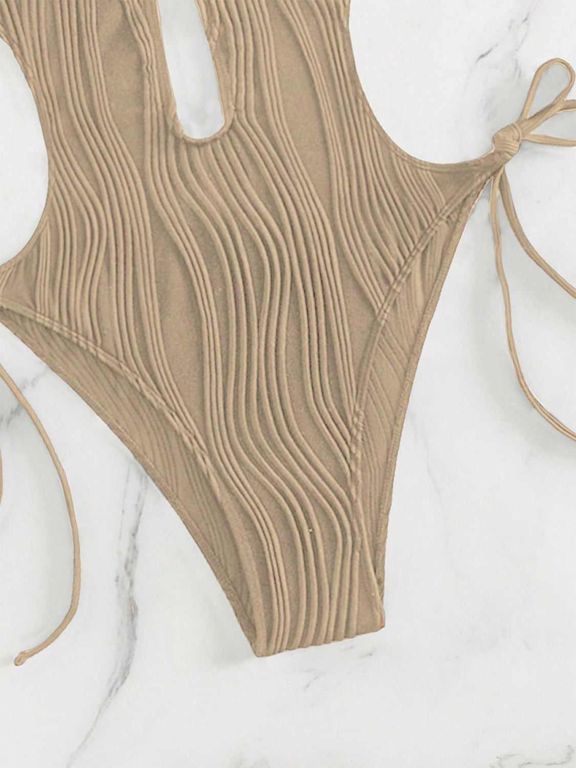 Ivyshape | Textured Cutout Tied One-Piece Swimwear