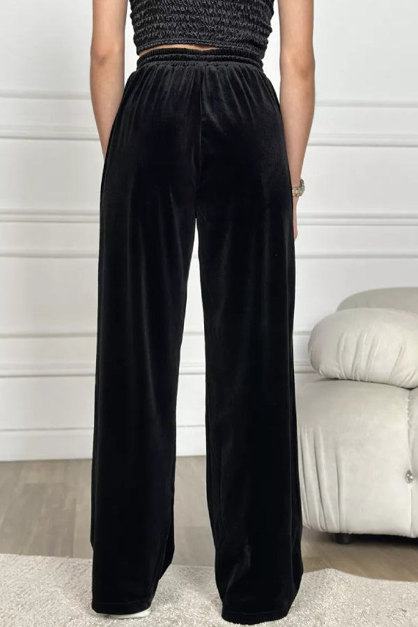 Ivyshape | Velvet Wide Legged Pants Straight Velvet Pants