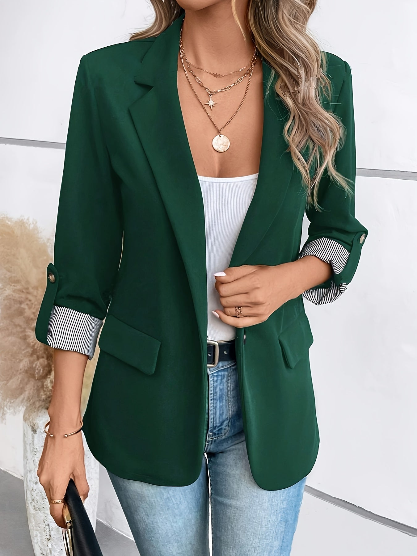Ivyshape | Elegant Business Long Blazer With