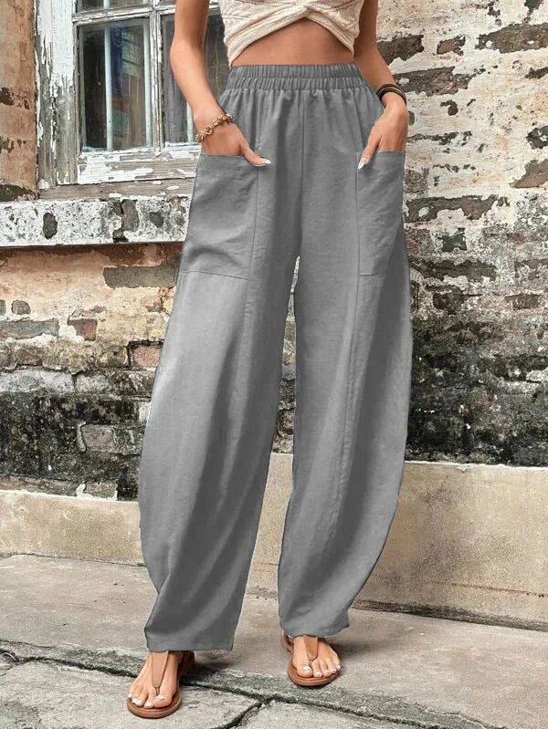 Ivyshape | Wide and Loose Pants with High Elastic Waistband