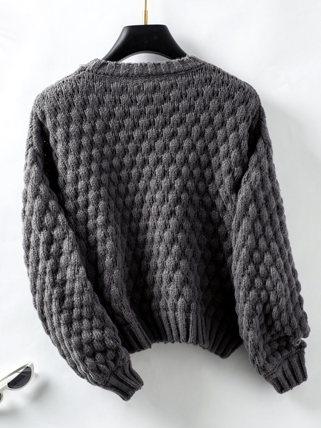 Ivyshape | Women's Long Sleeve Cable Knit Round Neck Sweater