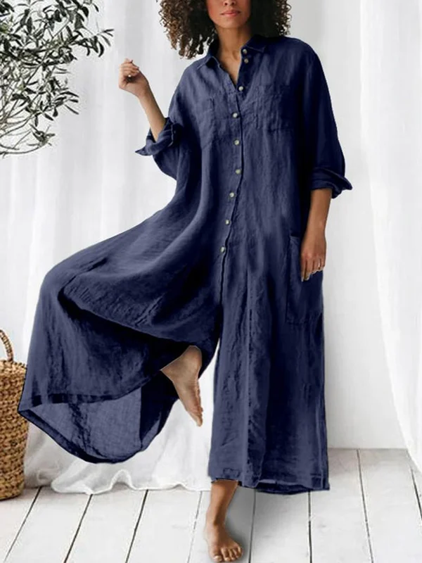 Ivyshape | Oversized Jumpsuit with Long Sleeves