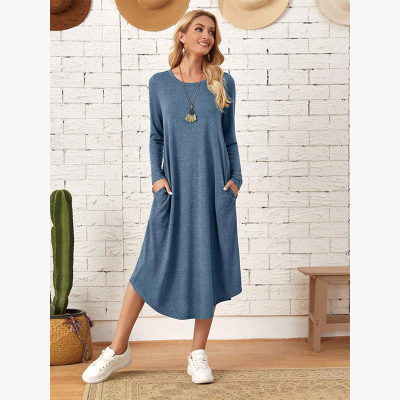 Ivyshape | Solid Color Casual Long Sleeve Dress