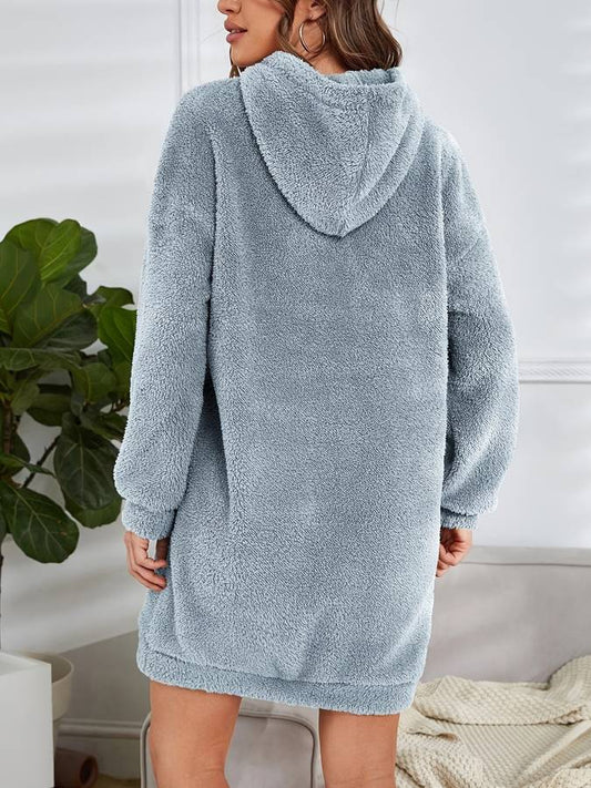 Ivyshape | Warm Teddy Autumn Hoodie with Hood for Women