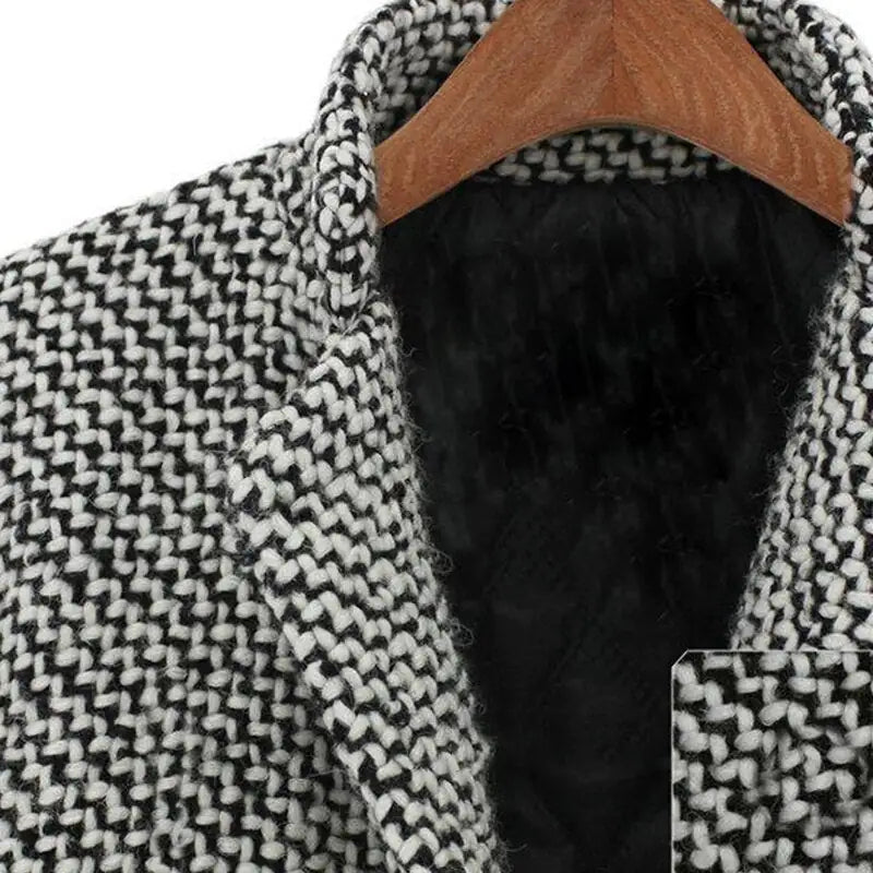 Ivyshape | Houndstooth Pattern Wool Coat