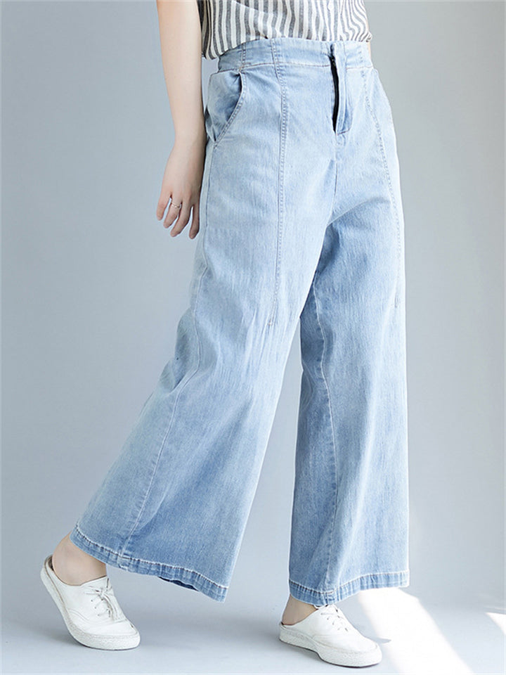 Women's Leisure Light Blue High-Waist Jeans