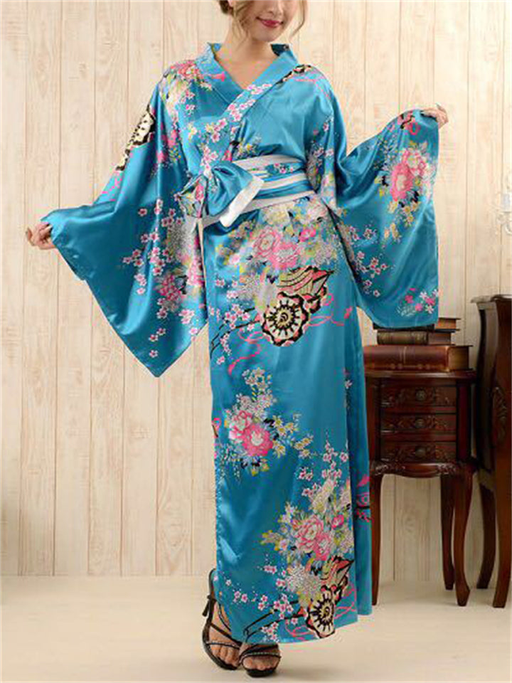 Vintage Cherry Blossom Wide Sleeve Kimono for Women