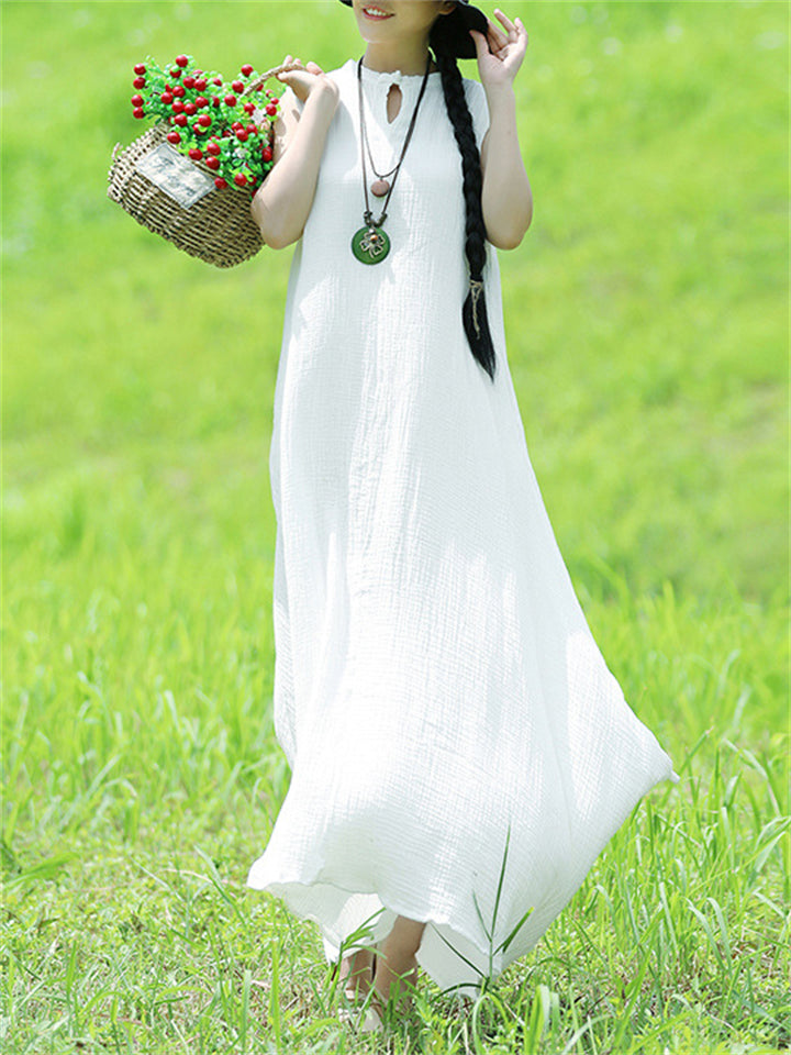 Holiday Picnic Simple Plain Dress for Women