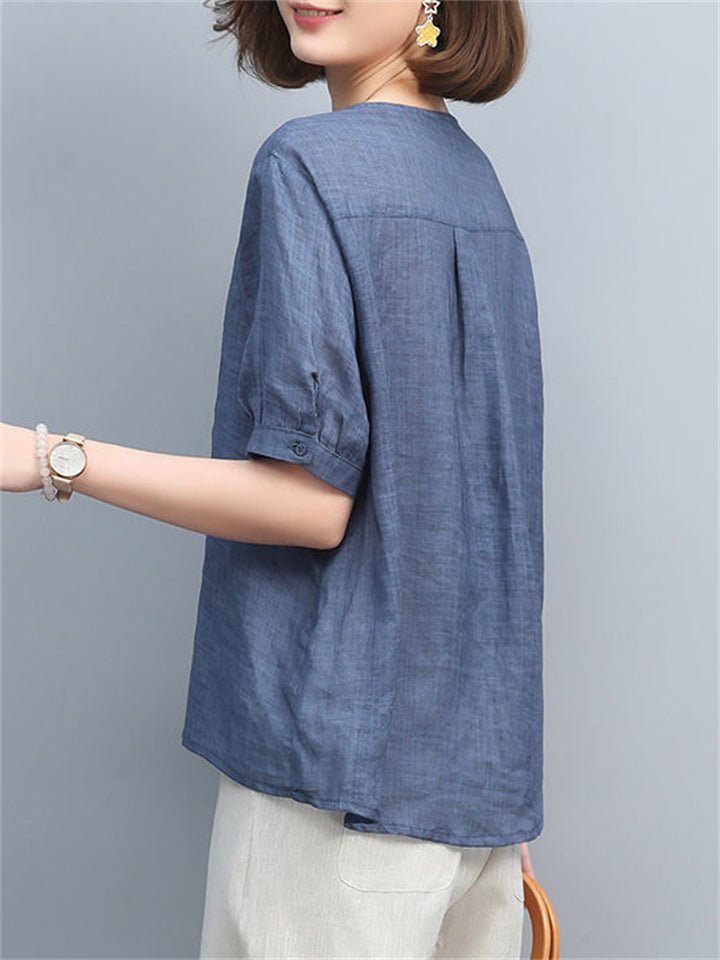 Breathable Summer Cotton Linen Shirts For Women