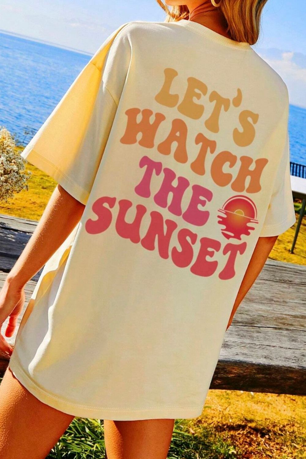 Ivyshape | Let'S Watch The Sunset Round Neck T-Shirt