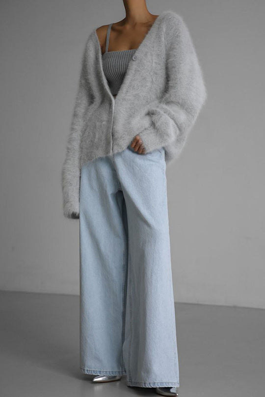 Ivyshape | Color Loose V-Neck Long-Sleeved Lazy Knitted Cardigan