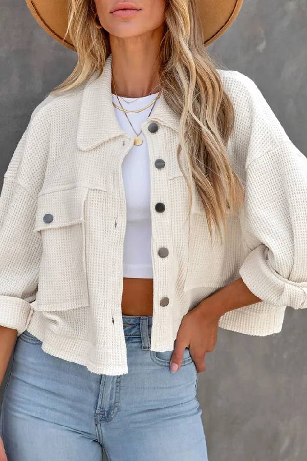 Ivyshape | Waffle Cardigan Short Top Jacket