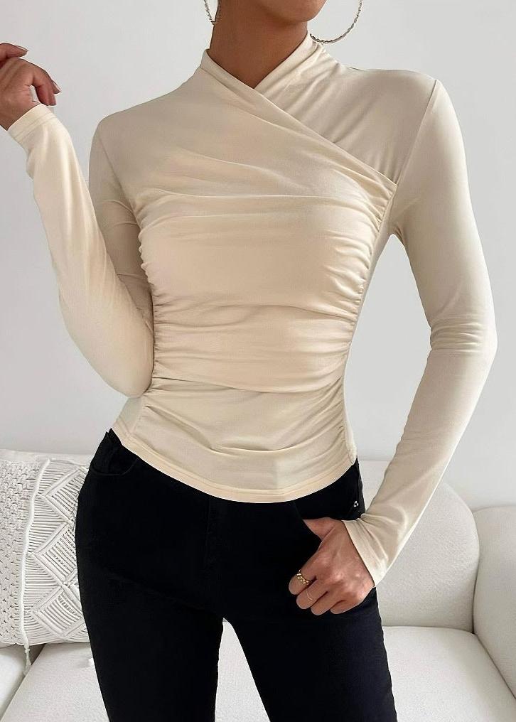 Ivyshape | Pleated Long Sleeve Top