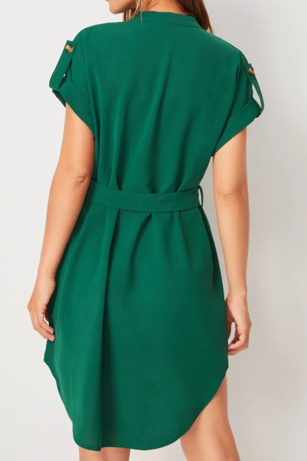 Ivyshape | Tied Notched Short Sleeve Dress